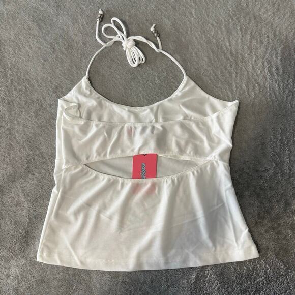 Edikted Sara Back Cut Out Tank Top, White, M - Picture 4 of 6